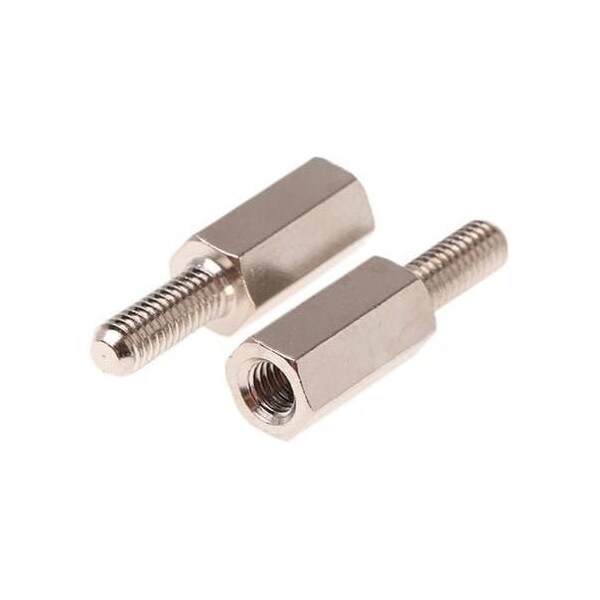 Newport Fasteners Hex Standoff, #4-40 Thrd Sz, Brass Nickel Plated, 1/4" Hex W, 40 PK 140404HMBN - main